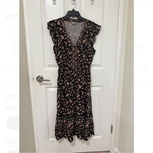 Old Navy Black and Pink Floral Midi Dress